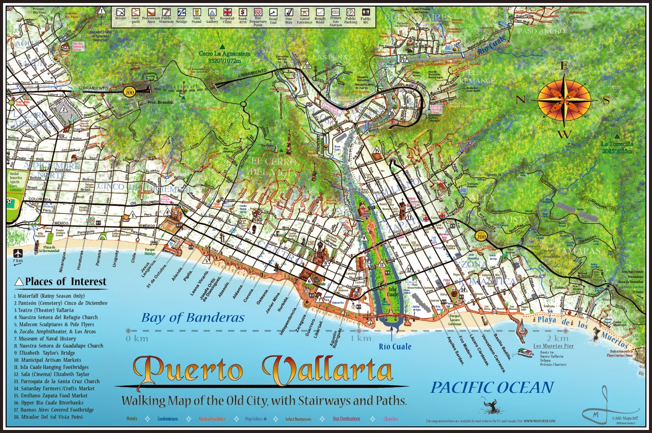 Mapa Jeff Cartography: Puerto Vallarta Walking Map 2015