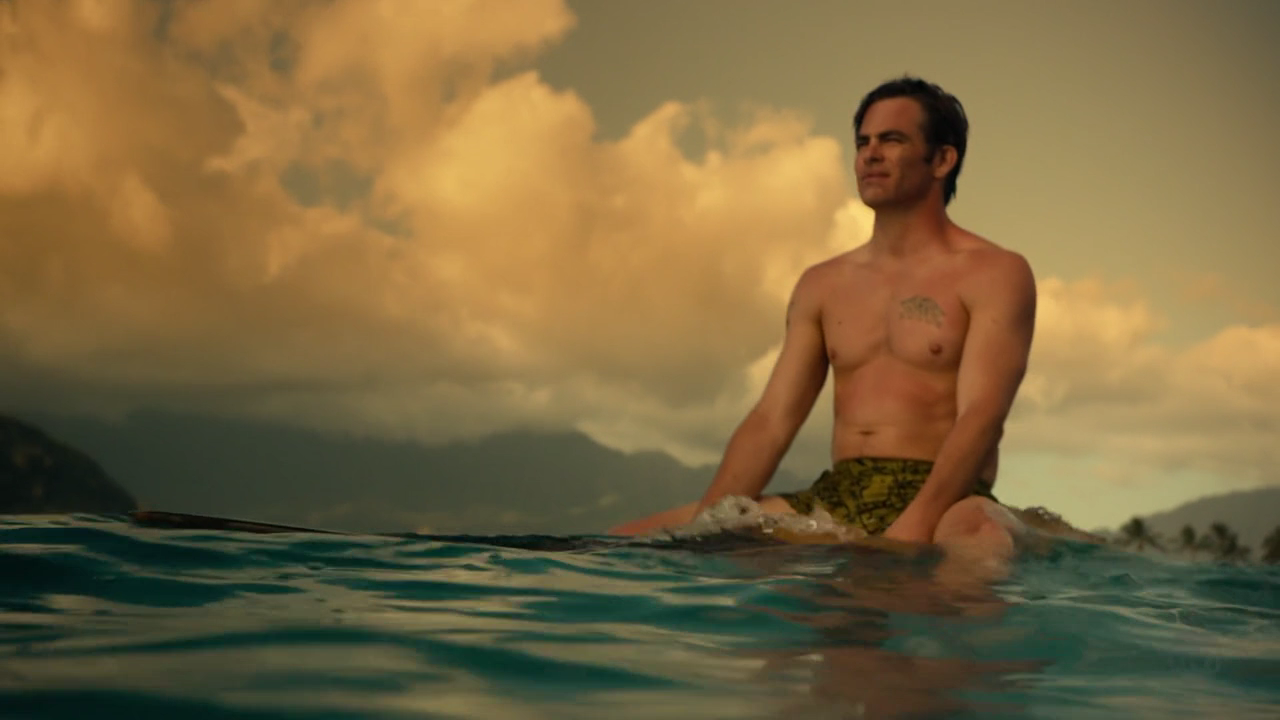 ...with a shirtless Chris Pine. 
