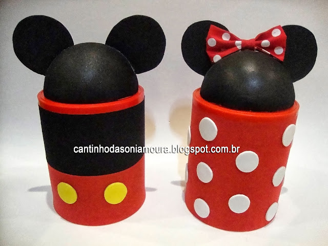 minnie e mickey feitos de lata de nescau