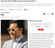 Psy is actually in the running for Time Magazines Person of the Year, . (psy)