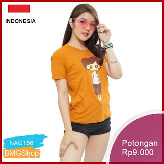 NAG156 Kaos Wanita Oneck Sablon 012 Cotton Combed Murah Bmgshop