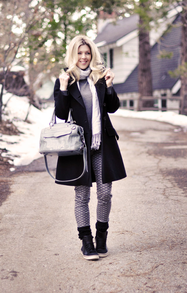 winter style, black and gray, scrunch socks and high tops