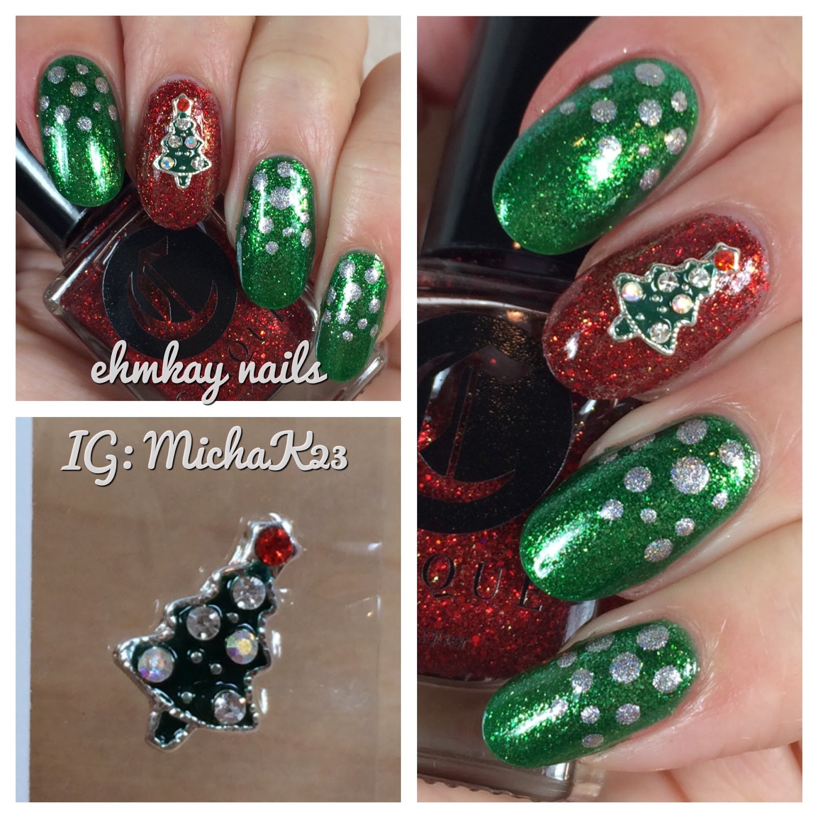 ehmkay nails: Christmas Tree Nail Jewelry and Easy Festive Nail Art