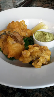 Tempura oysters with wild garlic mayo. Tempura oysters with wild garlic mayo.