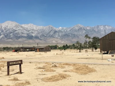 overview of reconstructed buildings at Manzanar National Historic Site in Independence, California
