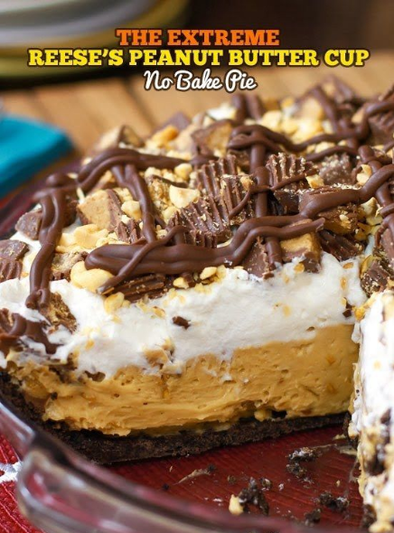 No-Bake Reese's Peanut Butter Cup Pie - HealthyRecipesFlatley