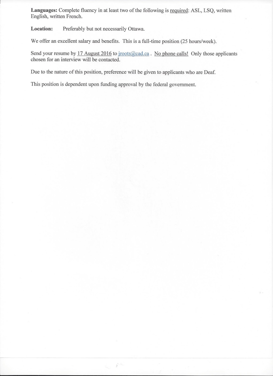 deaf job government