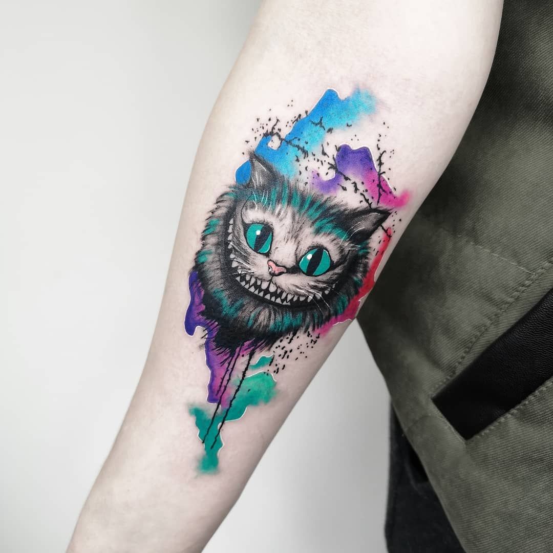 220+ Cheshire Cat Tattoo Designs (2020) Simple Small ...