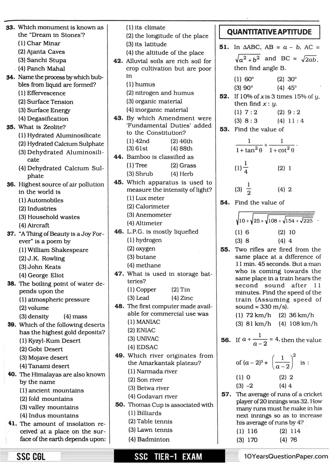 SSC 2016 solved CGL Question Paper SSC 2016 CGL Question Paper