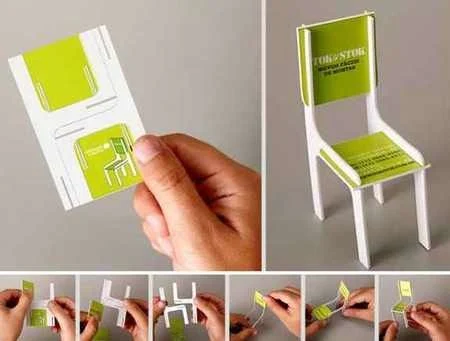 بطاقة عمل مكتب تصميم أثاث منزلي على شكل كرسي صغير