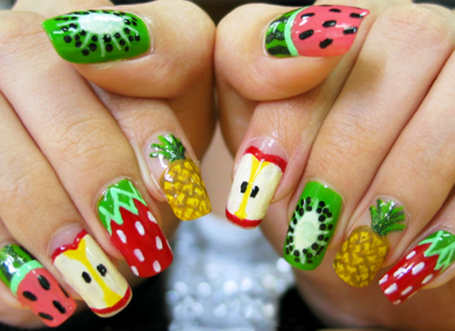 Cute Fruity Colorful Nail Art