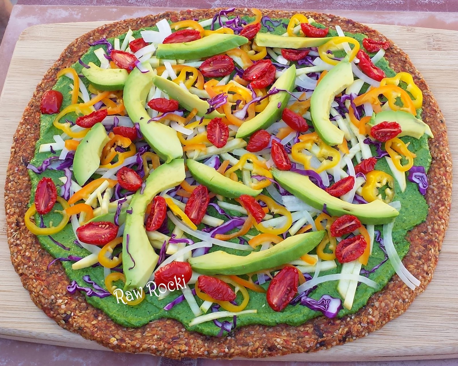 Raw Vegan Recipes by Rocki Raw Vegan Pizza with Spinach Basil Pesto