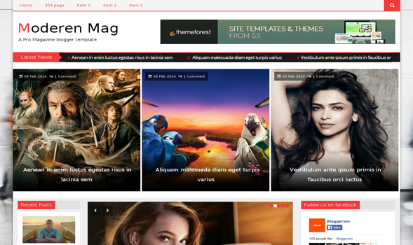 Modern Mag newspaper style blogger template
