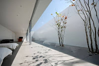 Okinawa Incredible Linear House Design With Exterior Features Four White Rectangular Concrete Slabs