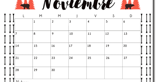 Calendario para noviembre: listo para descargar gratis | Blog F de Fifi