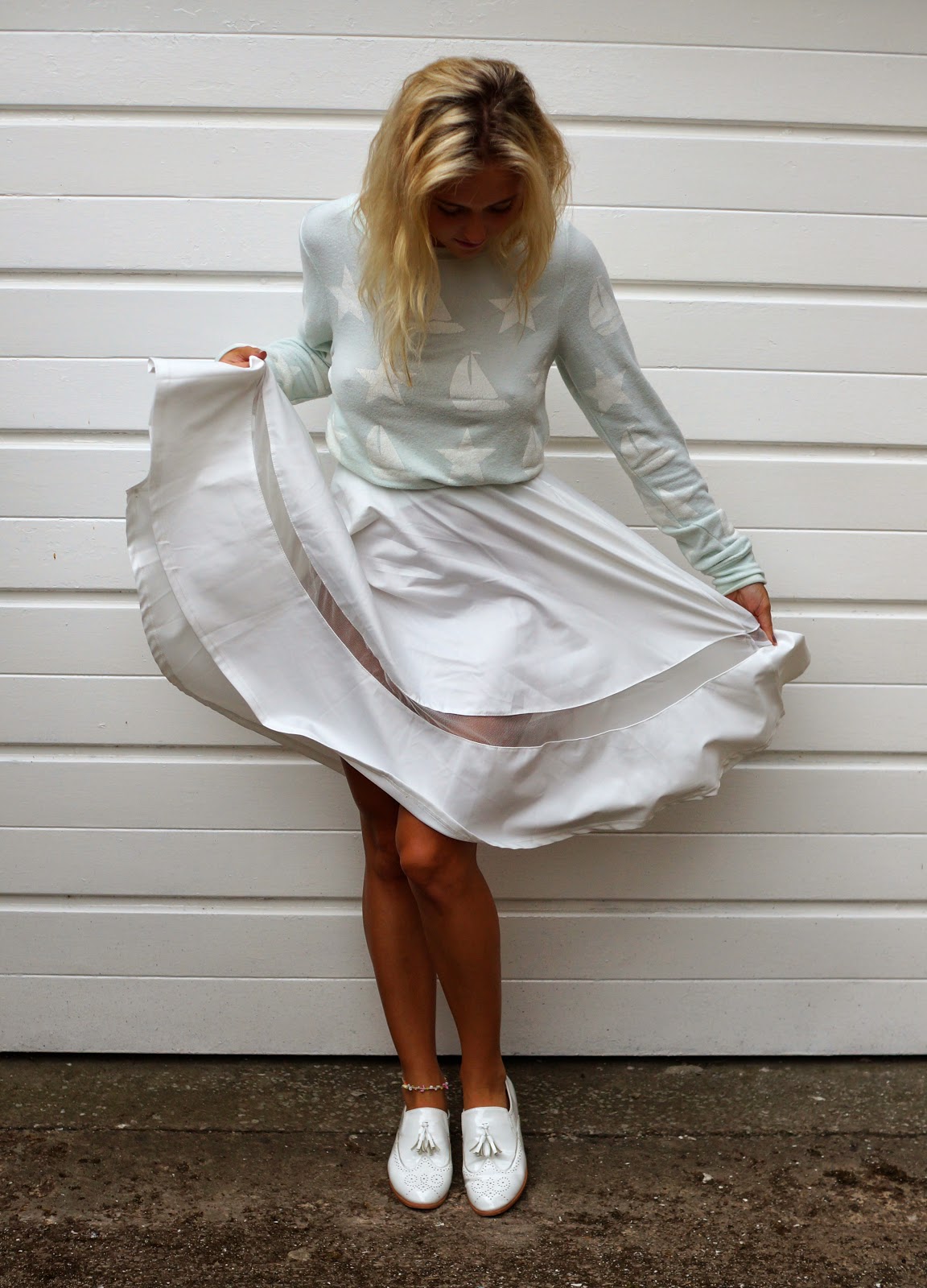 Scuba Volume Midi Skirt with Sheer Insert lavish alice