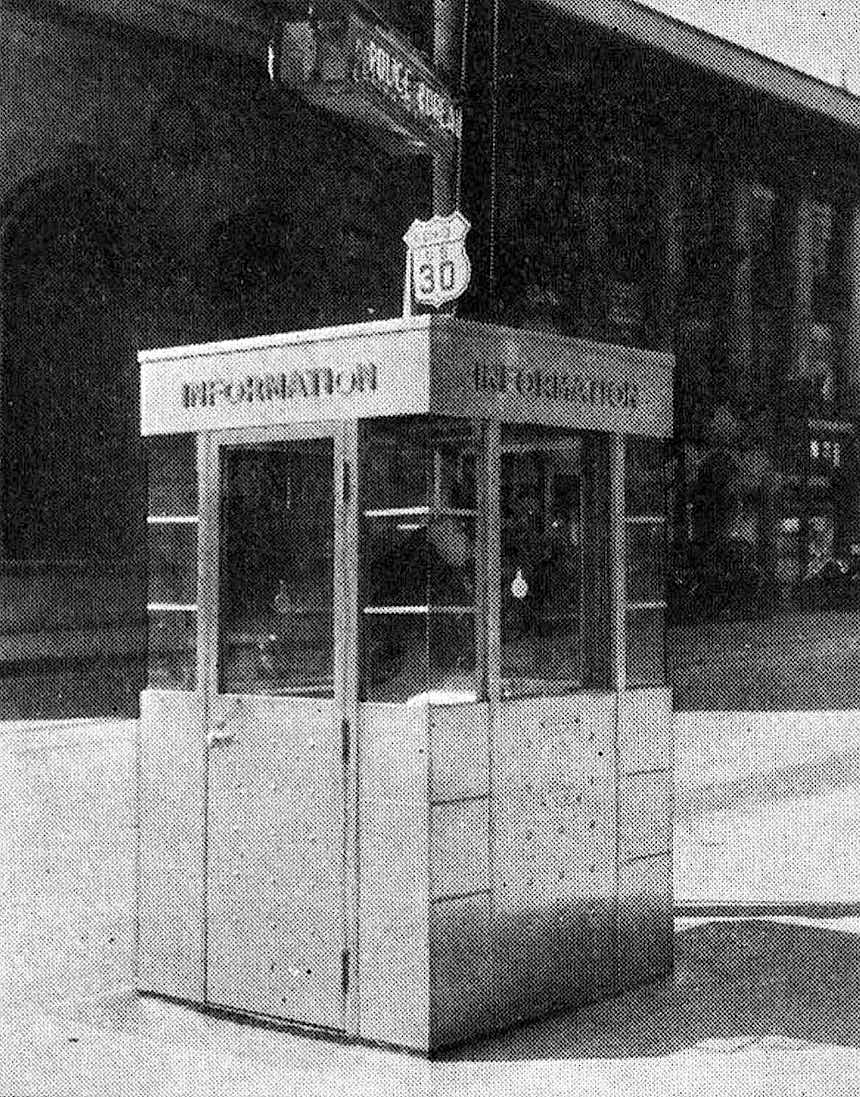 1936 information booth a 1936 USA police public information booth photograph