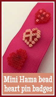 DIY Hama bead heart pin badges