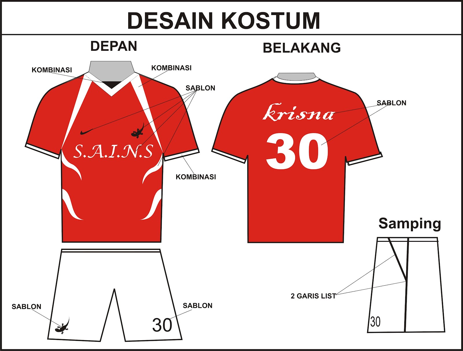 Desain Kaos Futsal Depan Belakang Dan Celana Polos Inspirasi Desain