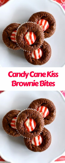 Candy Cane Kiss Brownie Bites