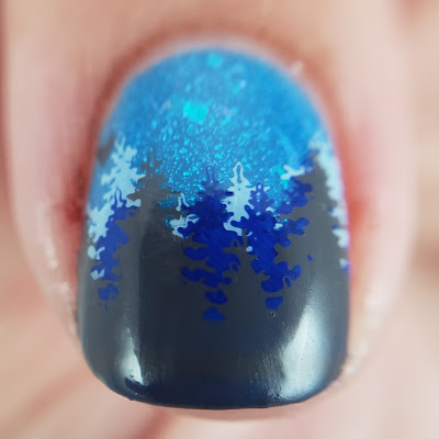 tree nail art nail art, stamped nail art, layered stamping, Lina nail art supplies, clear jelly stamper