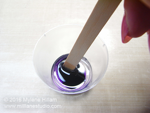 Colour Part A with two drops of Alumilite violet dye and mix well before adding Part B.