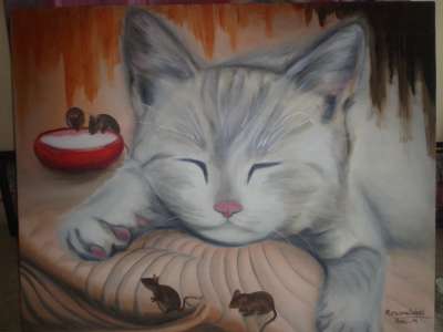81 Gambar Lukisan  Kucing 