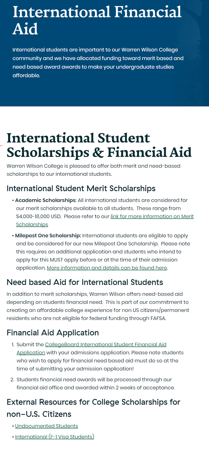 Scholarships at Warren Wilson College in USA for Pakistani Undergraduate Students