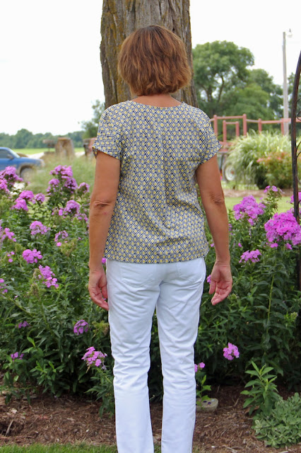 Liesel & Co Weekend Getaway Blouse sewn with two coordinating Mood Fabrics