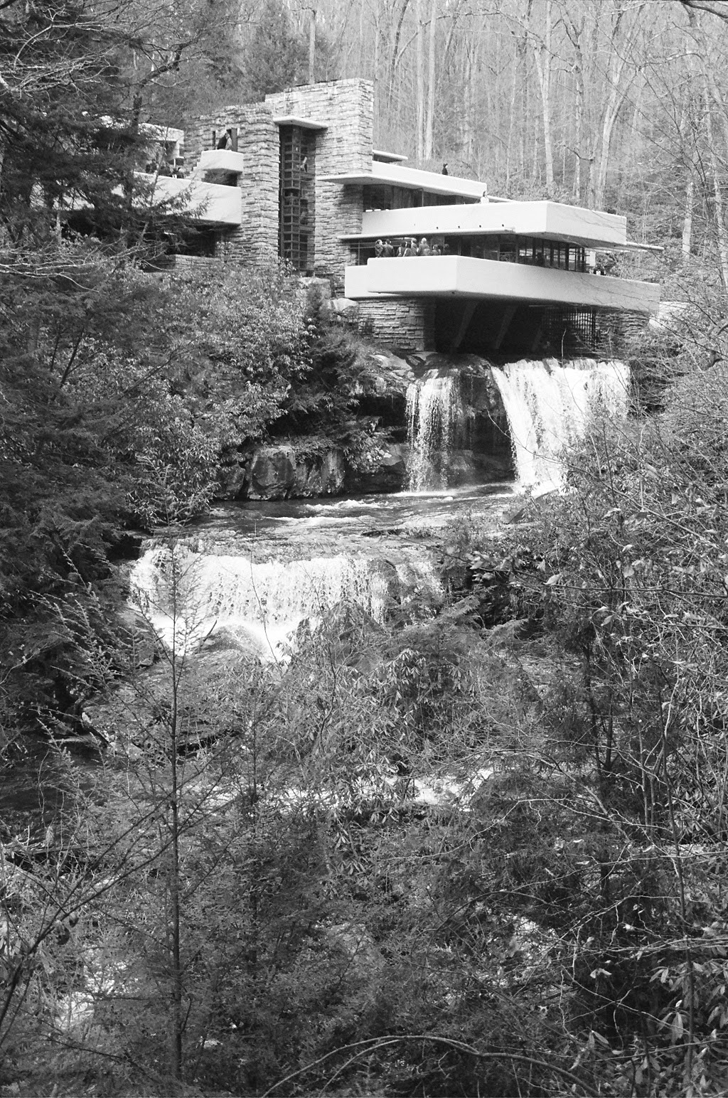 Black and White Frank Lloyd Wright Falling Water