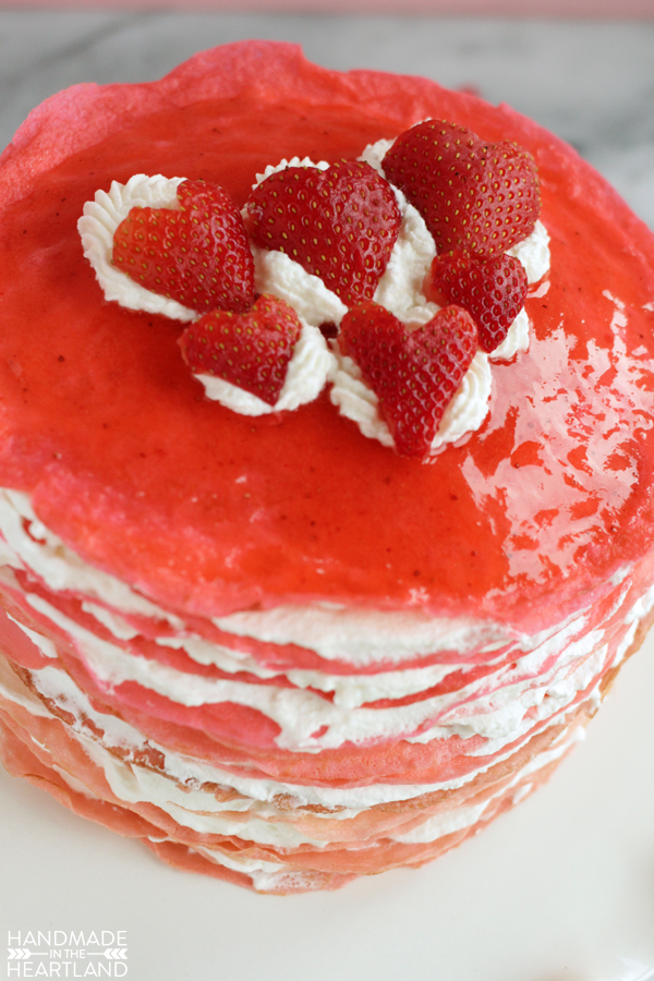 Valentine Strawberry Crepe Cake Recipe