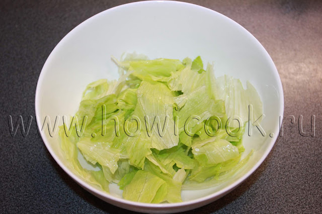 рецепт салата цезарь с креветками с пошаговыми фото