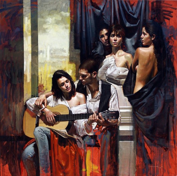 As pinturas a óleo estilo renascentista com toques surreais de Diego Dayer Diego Dayer arte pinturas a óleo estilo renascentista músicos