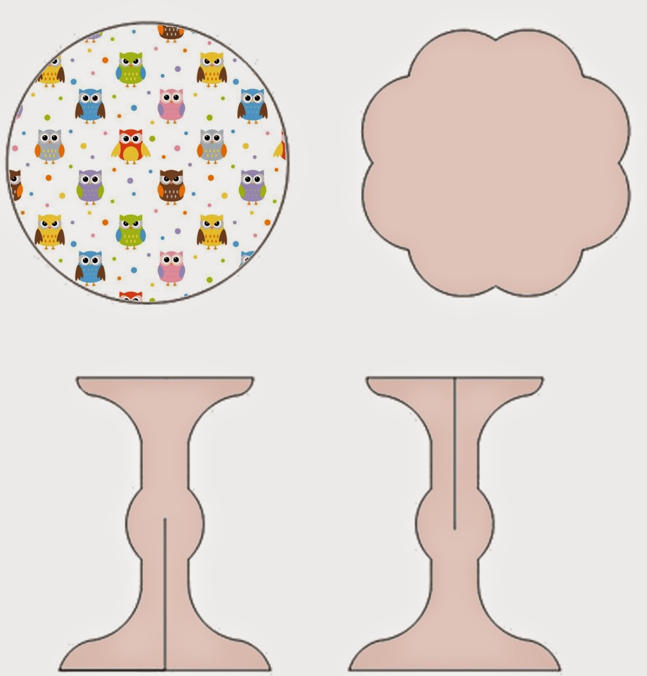 Owls Free Printable Mini Cupcake Stand. Oh My Fiesta! in english