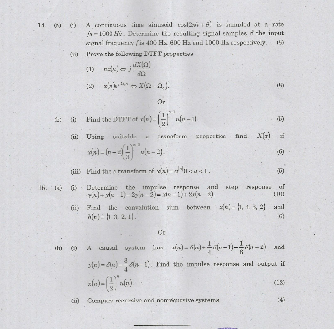 EC6303 Signals and Systems April May 2015 Question Paper University