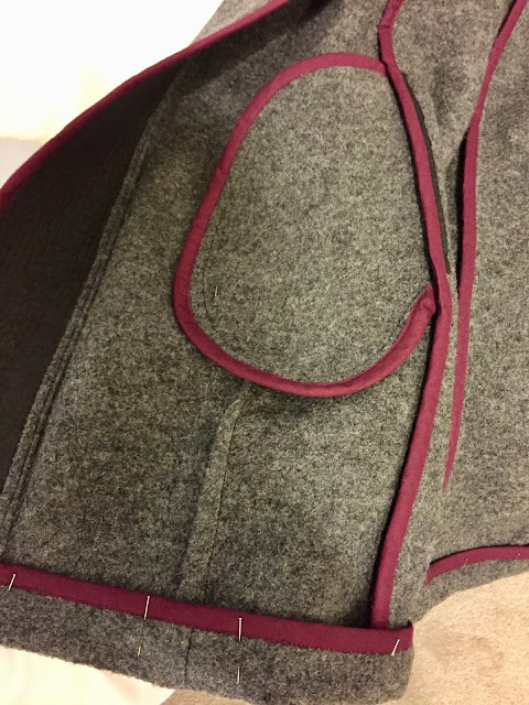 Diary of a Chain Stitcher: Little Woollie Cocoon Coat in Charcoal Boiled Wool from Dragonfly Fabrics