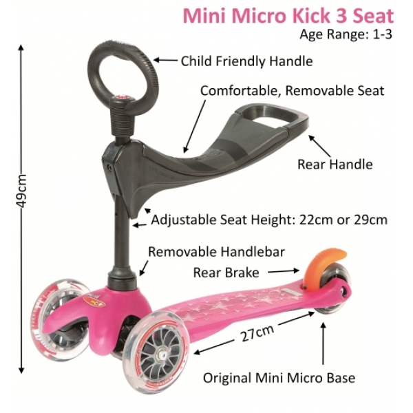 Shorties Kick3 seat for Mini Micro Scooters