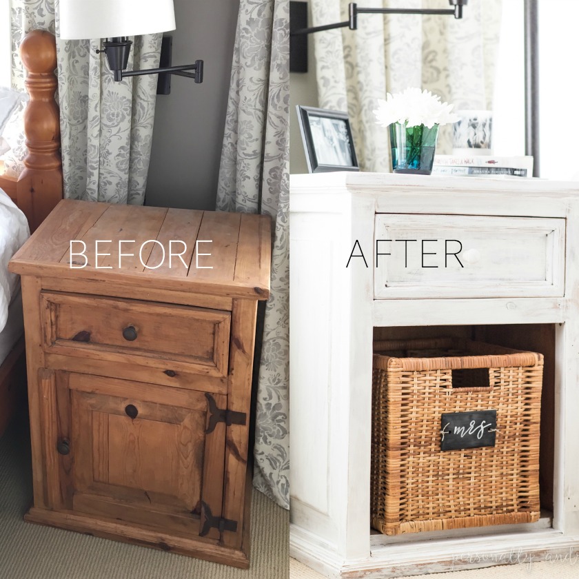 Before And After Bedside Tables Whitewashed With Chalk Paint How To Whitewash Dated Pine Bedside Tables With White Chalk Paint For A Fresh Farmhouse Look