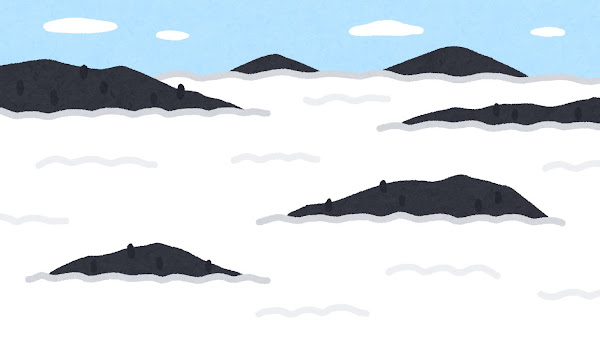 雲海のイラスト（背景素材）