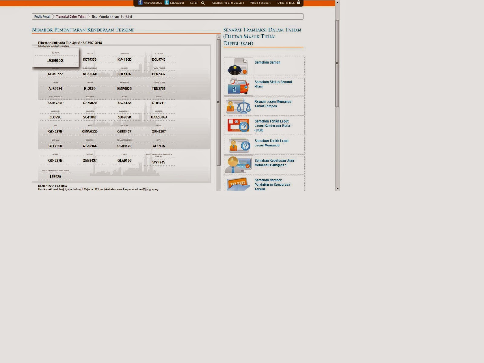 Malaysia & Singapore Car Plate Number April 2014