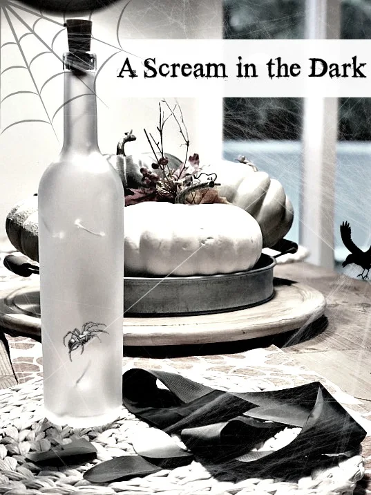 Black and White wine bottle photo with spiders