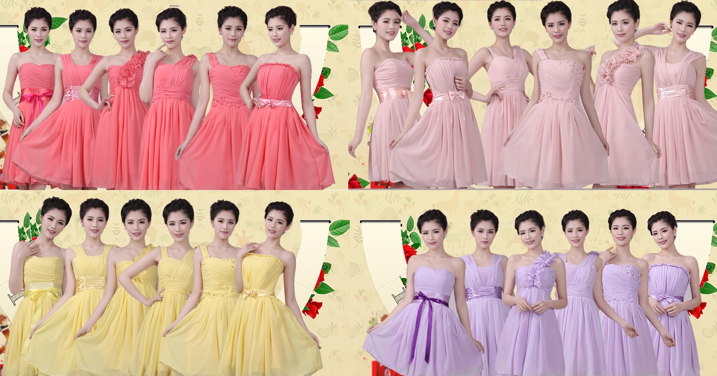 5-Color Set Simple-Beauty Midi Bridesmaids Dress