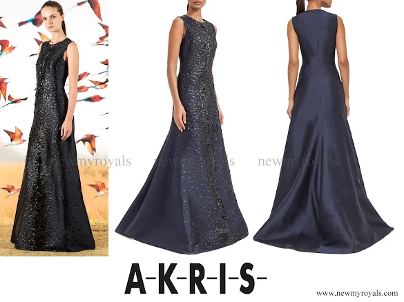 Princess Charlene wore AKRIS Sleeveless Embellished-Front Gown