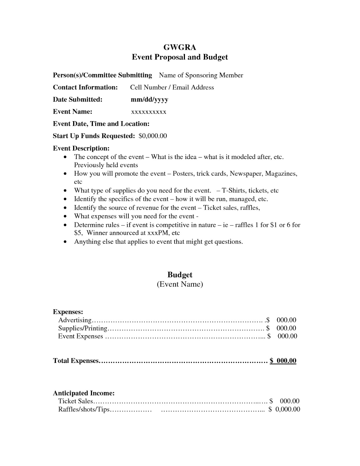 event proposal template free download excel template event proposal template