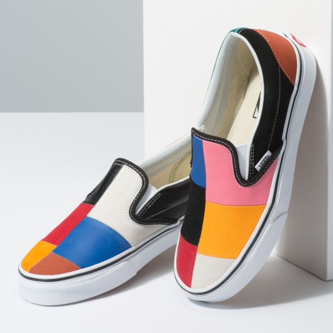 multi colored slip on shoes