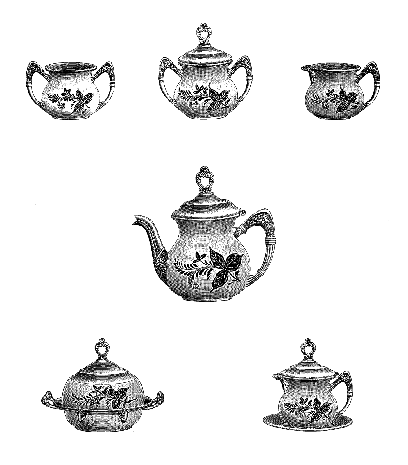 Digital Stamp Design Free Antique Tea Service Digital Antique Teapot