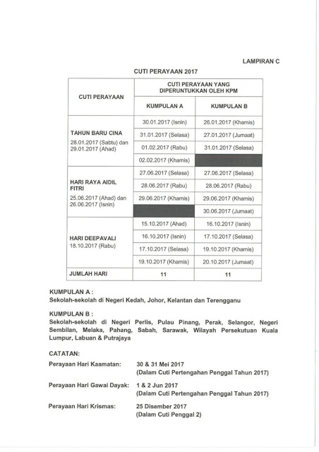 Cuti Perayaan 2018 ~ Parenting Times