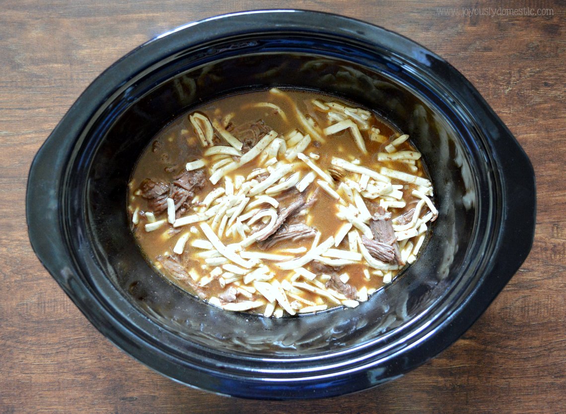 Joyously Domestic Slow Cooker Beef and Noodles