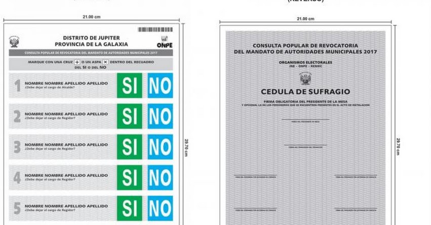 ELECCIONES 2017: ONPE publica diseño de cédula de sufragio para revocatoria del 11 de junio - www.onpe.gob.pe ELECCIONES 2017: ONPE publica diseño de cédula de sufragio para revocatoria del 11 de junio - www.onpe.gob.pe