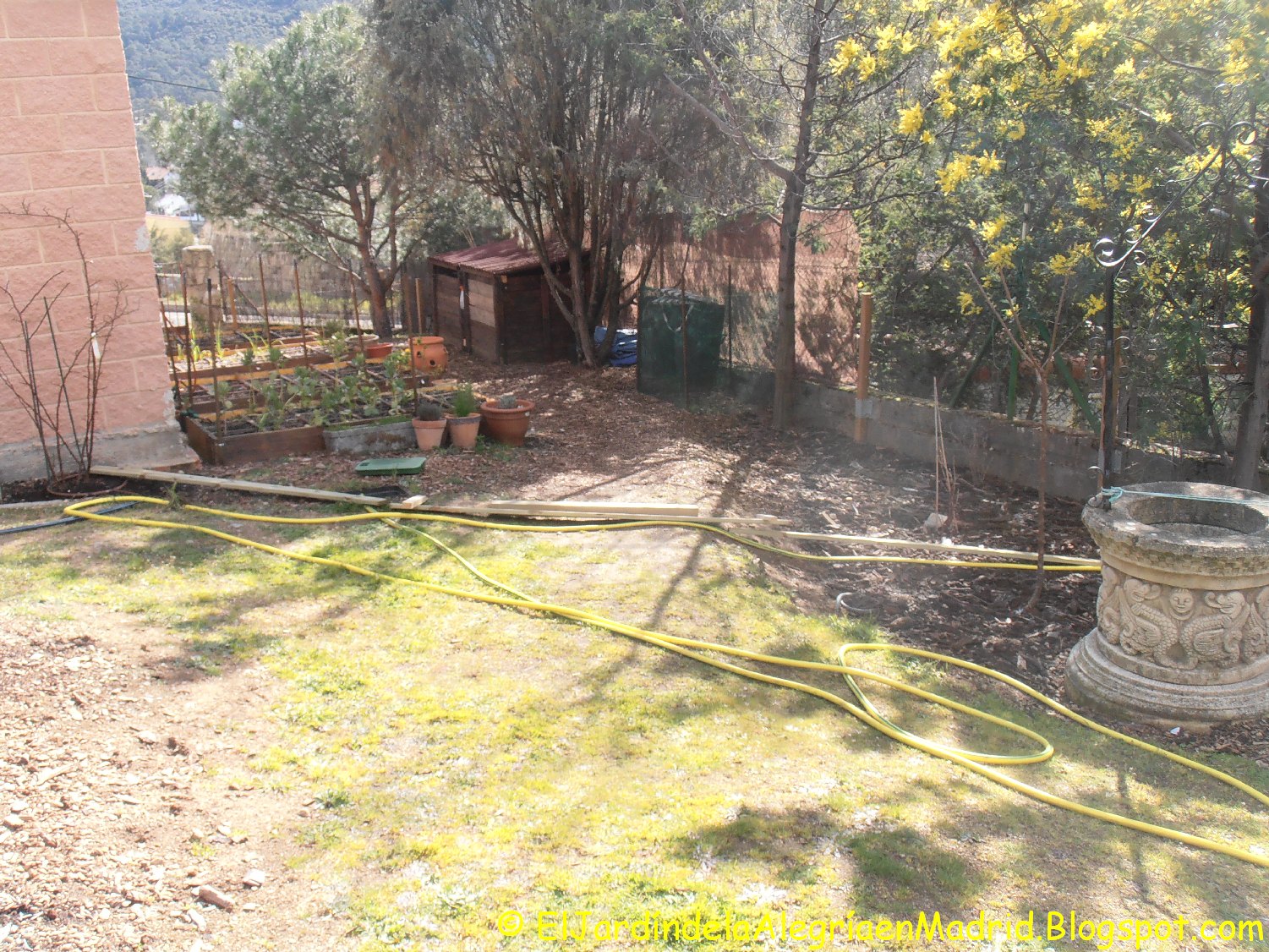 El jardín de la alegría : Instalación de valla y portón en la entrada